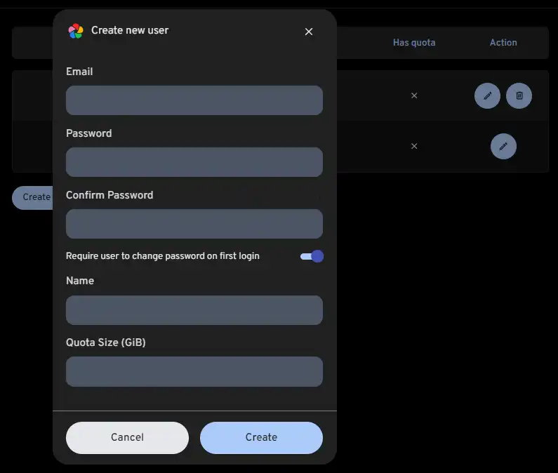 New User Registration Dialog